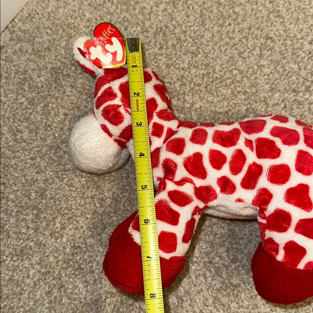 Vintage TY Pluffers Collection “Kisser” Red and White Giraffe Stuffy